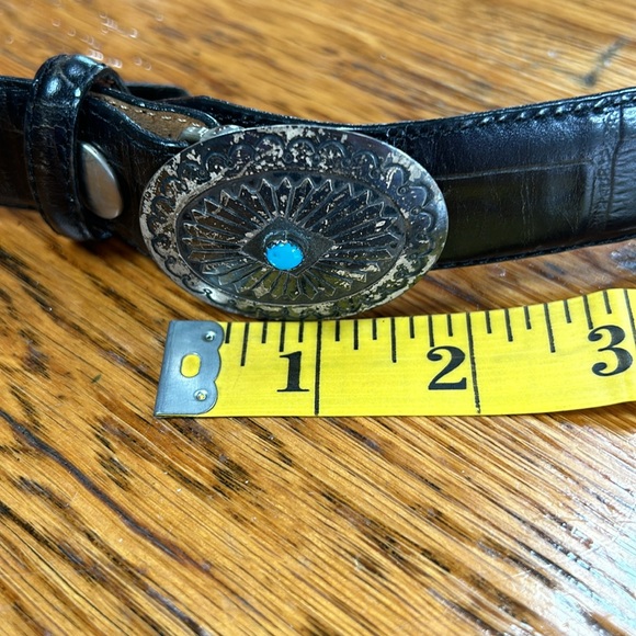 Vintage Brighton black croc print belt.  Size Medium (28). - Picture 6 of 10